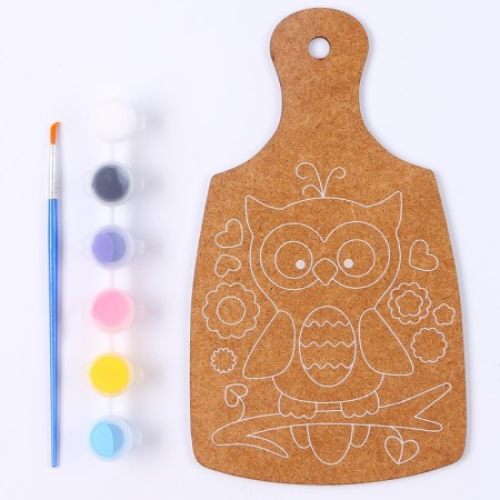 Wood painting "Owl" (cutting board, small envelope)-1