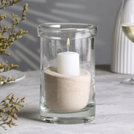 VAZA-Sub-3 VAZA-3, with a white candle, 10x15 cm, cylinder, glass