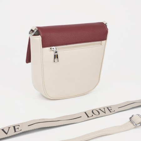 Female bag on the valve, beige/burgundy-2
