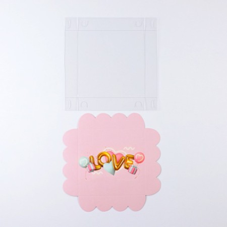 Cookie box, confectionery packaging with PVC lid, “air love”, 13 x 13 x 3 cm-5