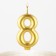 Candle for the cake, the number "8", gold.