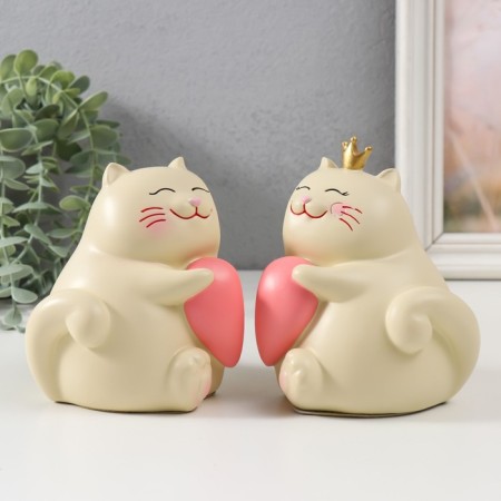 Book holders Polystone "Catcam with heart" set 2 pcs 9x11x11 9x11x12.5 cm-1