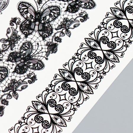 Tattoo on the body black "openwork ribbons" 21x14.8 cm-2