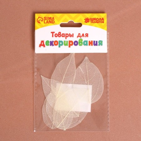 Dry leaves, (set 5 pcs), size 1 pcs :: 8 × 5 cm, white color-3