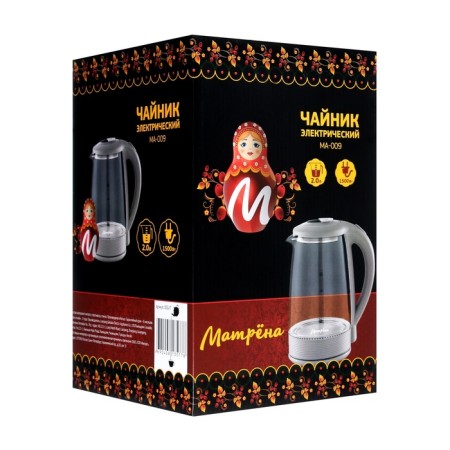 Electric kettle "Matryona" MA-009, glass, 2 l, 1500 watts, gray-8