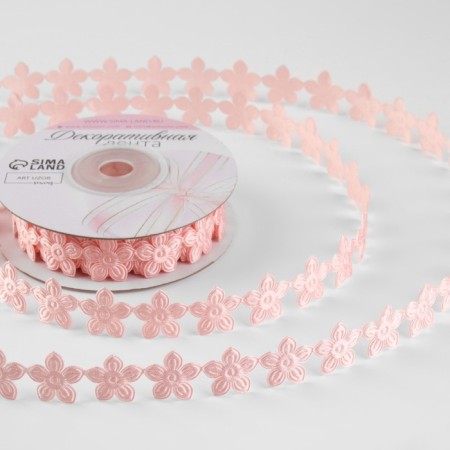 Figure tape "Flower", 18 mm, 9 ± 0.5 m, pale pink color