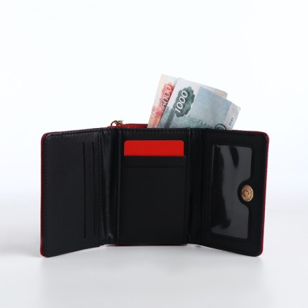 Women's wallet on the button, red color-5