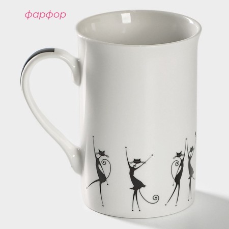 Porcelain share mug "Black cats", 300 ml, white color-1