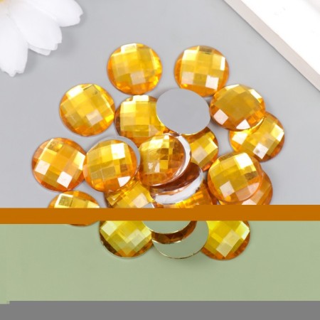 Decor for creativity plastic "Rhinestones Round. Amber" set 25 pcs 1.6x1.6 cm-2