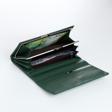 Women's wallet on magnets, green color-3