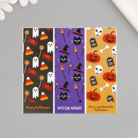 Stick Paper "Ghosts, cats, pumpkin" set of 20 pcs 10x9.2 cm-1