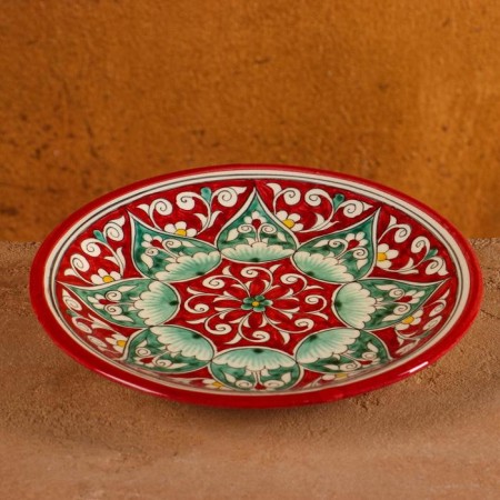 Plate of the Rishtan ceramics "Flowers", red, flat, 15 cm, mix