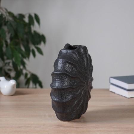 VAZA Ceramics Table "Cayo" wave, d-7x2.5cm, 21x19 cm, black-1