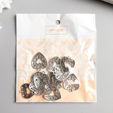 Decor for creativity Metal "Openland Heart" silver 2.3x2 cm-2