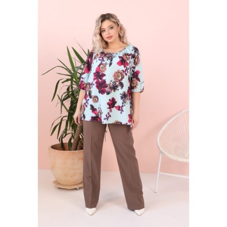 Female blouse, size 52, blue color-7