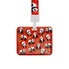 Badge horizontal, external, 100 x 80mm, internal 52 x 82mm, tape 42 cm, panda