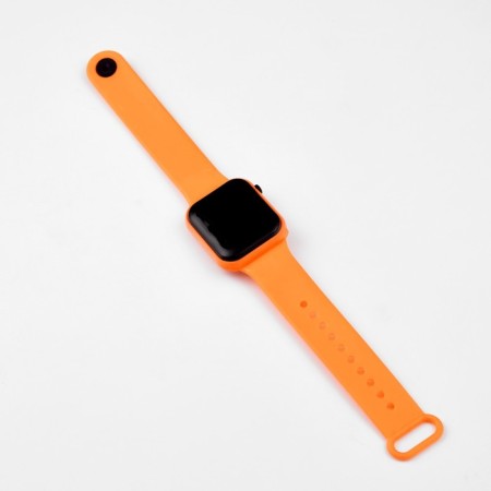 Electronic watch, calendar, silicone strap, orange-3