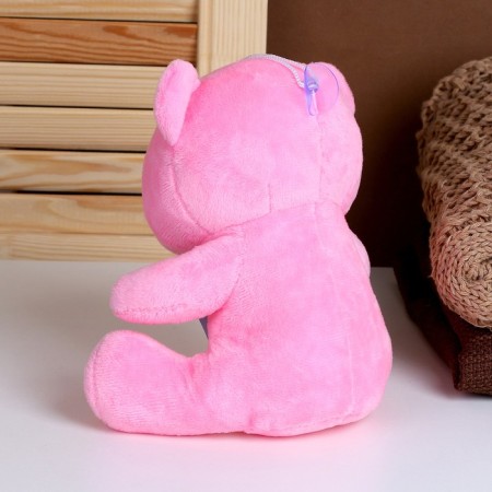 Soft toy "Bear" with a bow, 20 cm, pink color-2