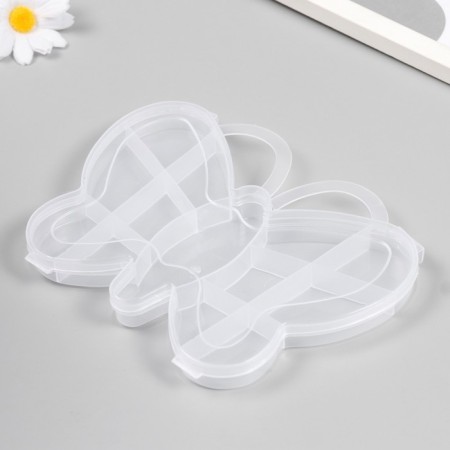 Casket Plastic for little things "Butterfly" transparent 13 departments 14x18.5x2.5 cm-1