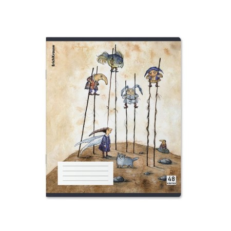 Notebook of 48 sheets in the Erichkrause cage magic journey, with a plastic cover, 5v, mix-9