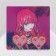 Acryl Earrings "Heart" with a face, the color is pink red