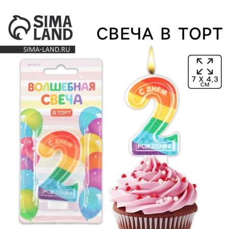 A candle for a cake, a number with color application of 2 "Happy Birthday".-1