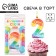A candle for a cake, a number with color application of 2 "Happy Birthday".