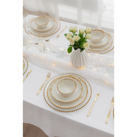 Plate of a porcelain deep shade Organic Gold, 670 ml, d = 21.5 cm, white color-6