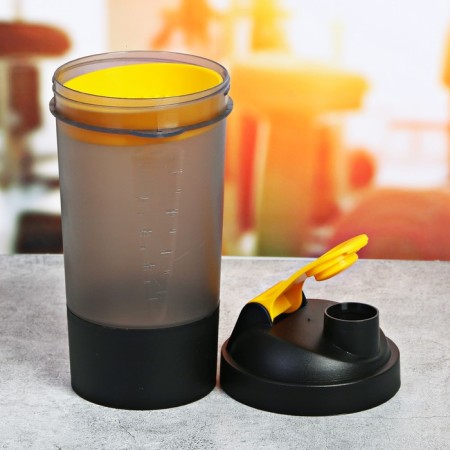 Sports shaker with a bowl for protein black, 500 ml-3