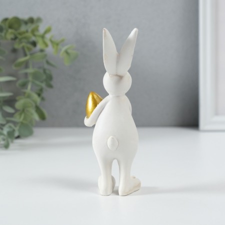 Souvenir Polystone "Easter rabbit with a gold egg" 4x4x13 cm-3
