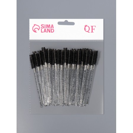 Brushes for eyebrows and eyelashes, set - 50 pcs, 9.5 cm, black/transparent color-6