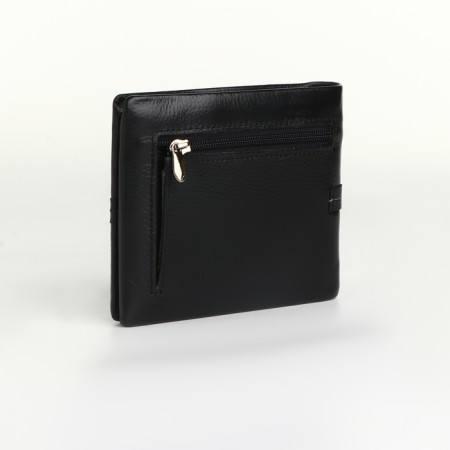 Male purse for magnet, clip for bills, separation for SIM cards, black color-1