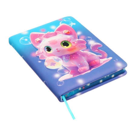 Notebook Gift Book 96l, line, colored cut, PVC Cat cover 3D (17.7x12.4cm)-3