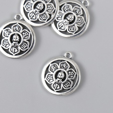 Decor for creativity Metal "Buddha in Flower" silver 1.9x1.6 cm