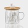 Glass mug with a wooden lid "Lama", 300 ml, Mix drawing