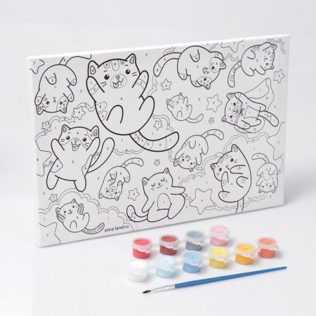 Picture on numbers for children "Soaring kittens", 20 x 30 cm-1