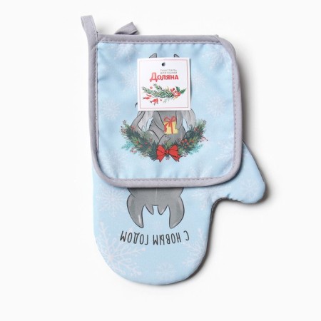 Set of kitchen. Dolyana "Joy Dragon": mittens 20x28 cm, take 17x17 cm, 35% HL, 65% PE-5