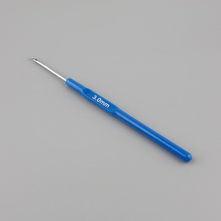 Knitting hook, with a plastic handle, d = 3 mm, 13.5 cm, blue color-1