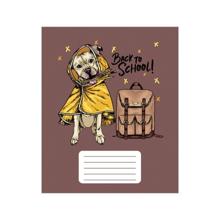 Notebook of 12 sheets in the cage "Back to school", cover coated paper, VD-LK, OFSET block, mix-4