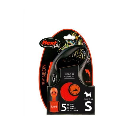 Roulette Flexi Neon New S (up to 15 kg) tape 5 m, orange-1