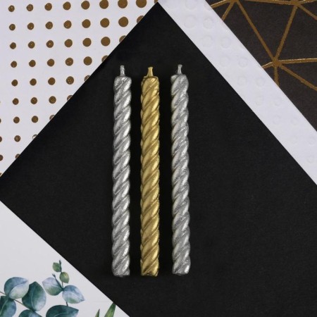 Candles for the cake, gold and silver, 16 pcs., 5 x 6.5 cm.-2