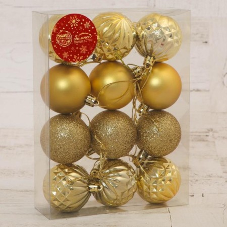 Set of balls plastic D-5 cm, 12 pcs "Olympia Gold" Gold-1