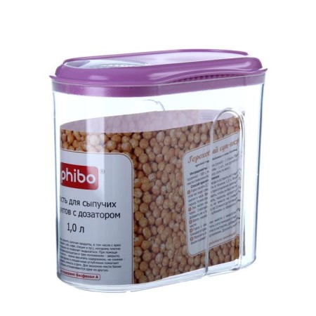 Capacity for bulk products, 1 liter with a dispenser, color mix-4