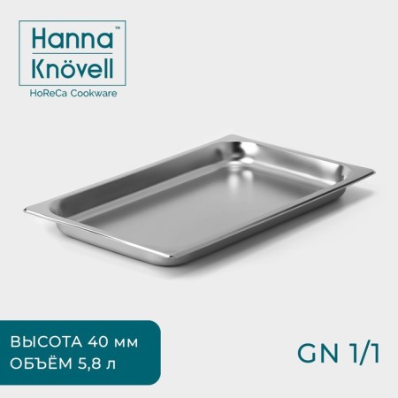 Gastrootiness 1/1 of stainless steel, 40 mm, 53 × 33 × 4 cm, thickness 0.8 mm
