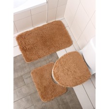 A set of mats for the bathroom and toilet of the plug “Plush”, 3 pcs, 34 × 40, 40 × 50, 50 × 80 cm, beige color