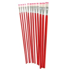 Set of brushes nylon, flat, 12 pieces (No. 1, 2, 3, 4, 5, 6, 7, 8, 9, 10, 11, 12) with wooden handles