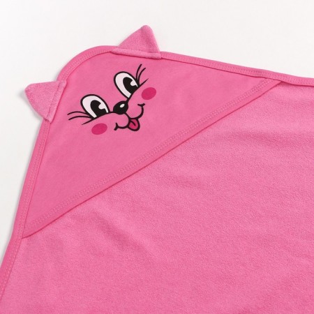 Baby towel, corner, terry, size 90x105 cm, pink color-1