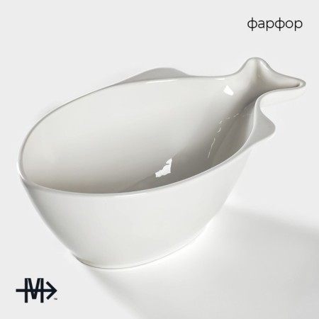 Porcelain salad magistro "fish", 2 l, 31 × 17 × 10.5 cm, white color-1