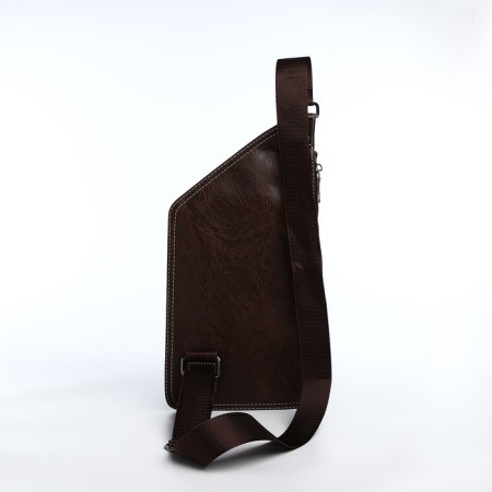 Male sling bag made of artificial leather, dark brown color-3