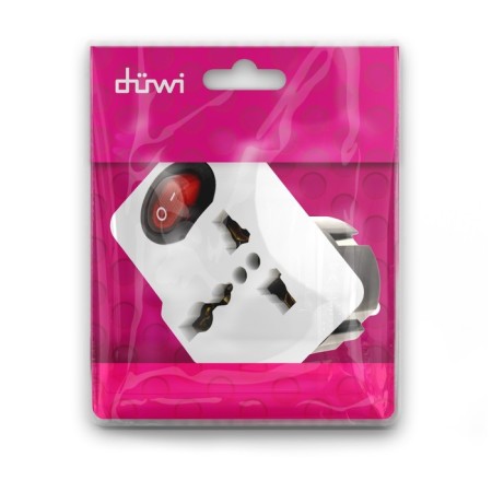 Adapter with a button, in the euro and the Asian fork, s/s, 16a, 230V, 3680W, IP20, white, 26956 4,-8